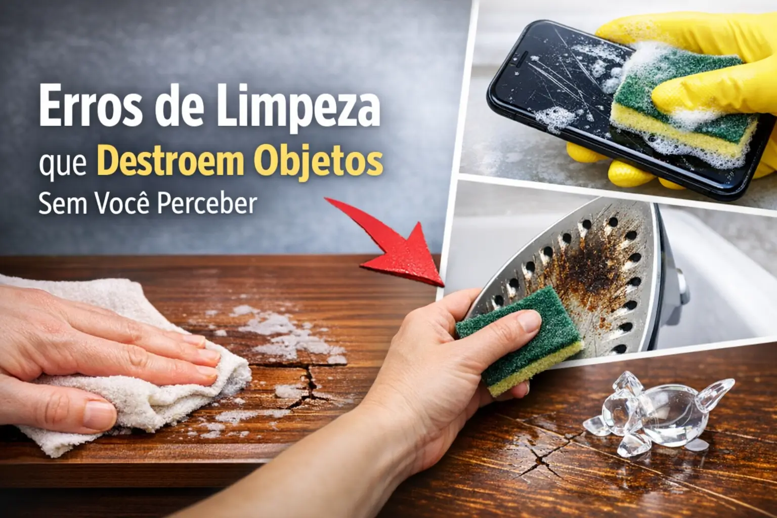 Erros de limpeza que podem danificar objetos como madeira, celular e ferro sem perceber