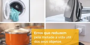 Washing machine, iron, cooking pot, and smartphone featuring tips for improving their longevity.